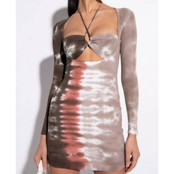 NWT~Akira What She Wants Tie Dye Mini Dress~Neutral Colors Sz L - Picture 1 of 8